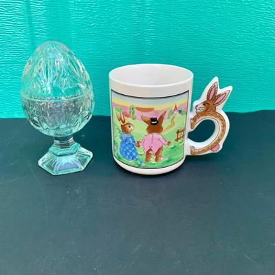 LOT 185 G: Easter Decor Collection: Beatrix Potter Peter Rabbit Jar, Ceramic Berry Baskets, Snow Globes, & More