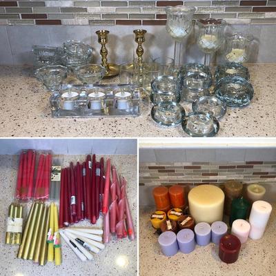 LOT 208K: Huge Collection of Candles & Candle Holders / Votives