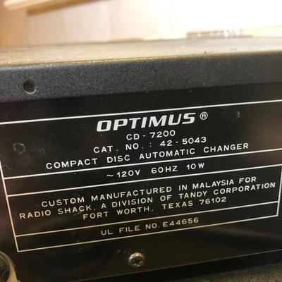 LOT 214L: Optimus Electronics & More - STA-300 Digital Synthesized AM/FM Stereo Reciever Model 31-1991, CD-7200 CD Auto Changer Pro...
