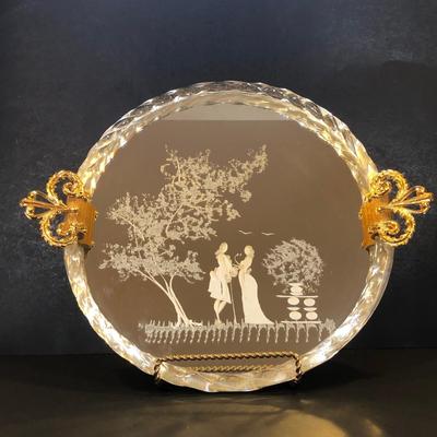 LOT 220K: Vintage Murano Style Etched Glass Venetian Trays