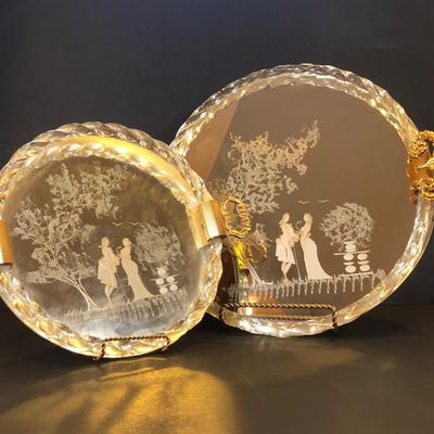 LOT 220K: Vintage Murano Style Etched Glass Venetian Trays