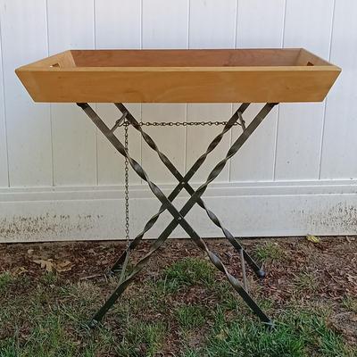 LOT 232F: Metal and Wood Tray Table