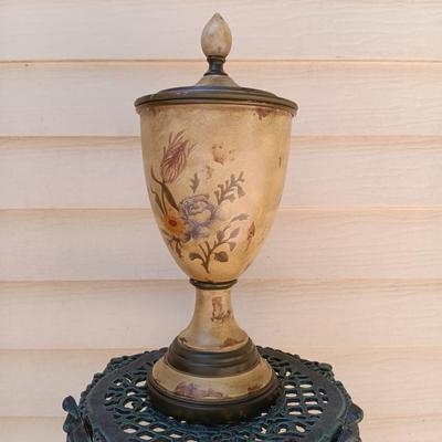 LOT 236F: Cast Iron Plant Stand with Metal Urn by Domain