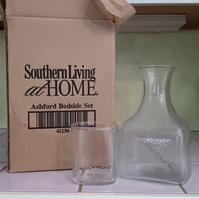 LOT 238K: Southern Living Ashford Bedside Set with a Large Collection of Bar Glass