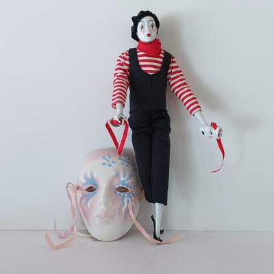 LOT 242S: French Pierott Mime Doll with Ceramic Mask