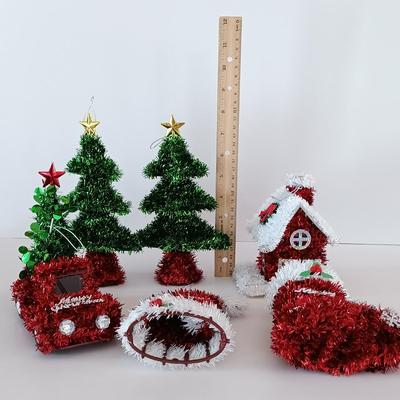 LOT 253S: Decorative Lanterns w/ Tinsel Ornaments, Small Box Towers & More