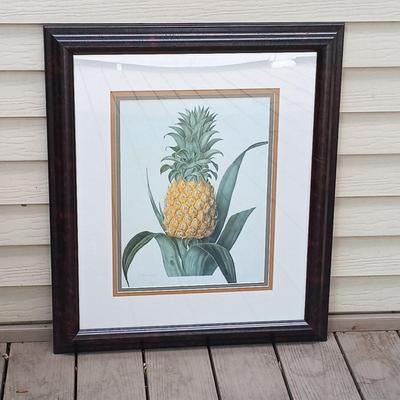 LOT 255S: Framed Pineapple Art with Pair of Decorative Metal Trays