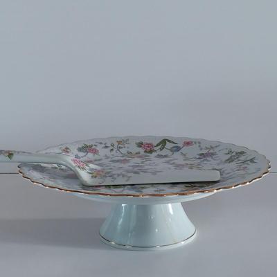 LOT 256S: Andrea by Sadek Porcelain Cake Plate and Knife with a Collection of Glassware
