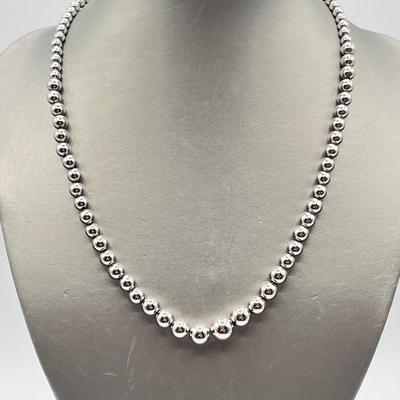 LOT 287J: Sterling Silver Beaded Necklace-22.2 Grams