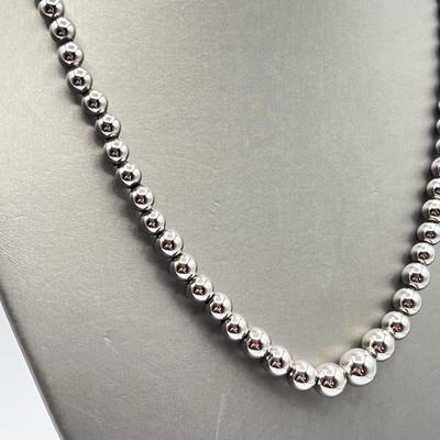 LOT 287J: Sterling Silver Beaded Necklace-22.2 Grams