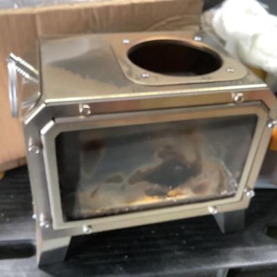 Mini camping stove/heater with case, Ryobi 6" buffer, above sink shelf