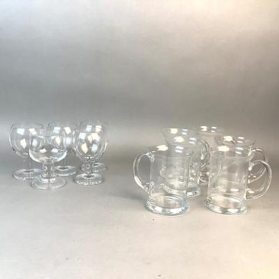 1317 Set of 6 Tuscany Handblown Glass Mugs and Stemware