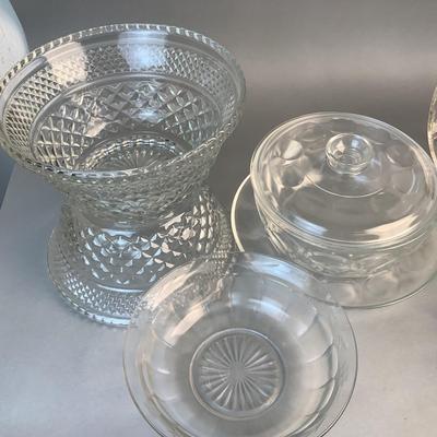 1319 Vintage Clear Glass Serving Dishes