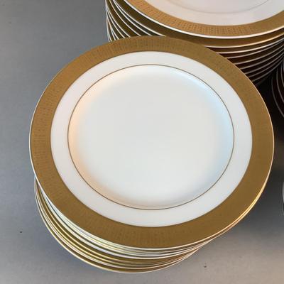 1076 Large Set of Sango China "Georgetown" White with Gold Trim