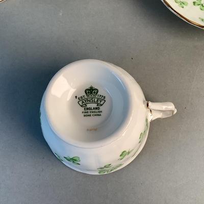 1079 Vintage Aynsley Clover Tea Set with Glass Candlesticks and Pedestal bowl