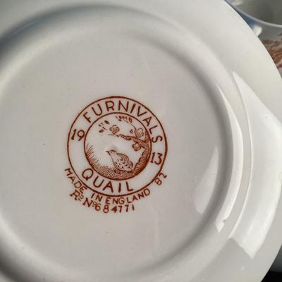 1080 Large Set of Antique Furnivals Quail Brown England China Set