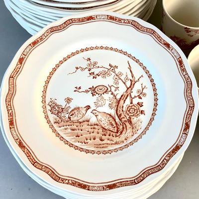 1080 Large Set of Antique Furnivals Quail Brown England China Set