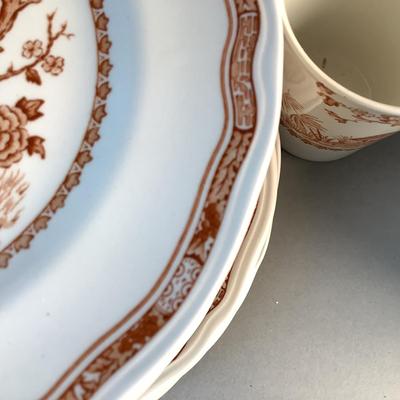 1080 Large Set of Antique Furnivals Quail Brown England China Set