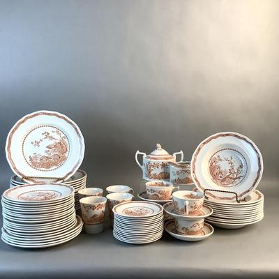 1080 Large Set of Antique Furnivals Quail Brown England China Set