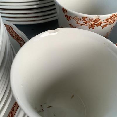 1080 Large Set of Antique Furnivals Quail Brown England China Set
