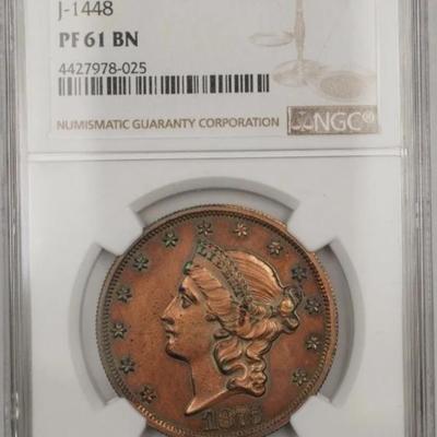 1875 $20 Liberty Double Eagle Proof Pattern Coin J-1448 NGC PF-61 WW Not Gold