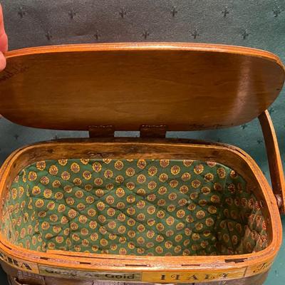 Vintage Wood Woven Basket