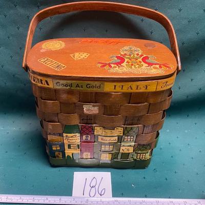 Vintage Wood Woven Basket
