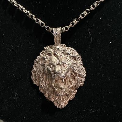 Sterling lion necklace & Earrings