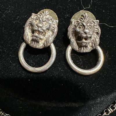 Sterling lion necklace & Earrings