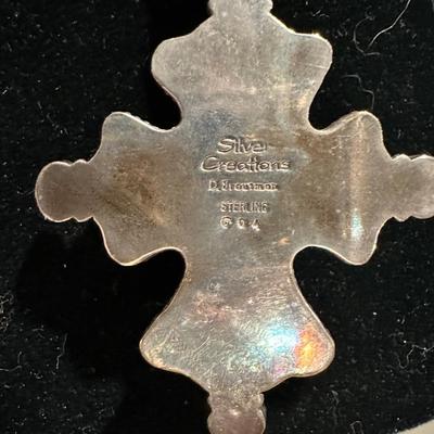 Sterling turquoise cross - signed