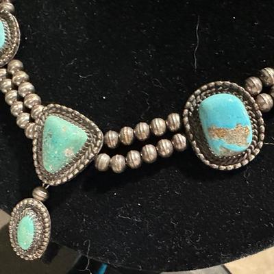 Native American pawn silver & turquoise squash blossom