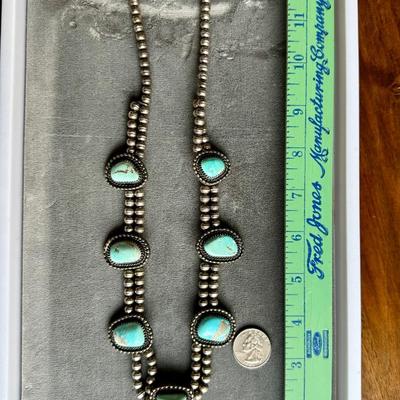 Native American pawn silver & turquoise squash blossom