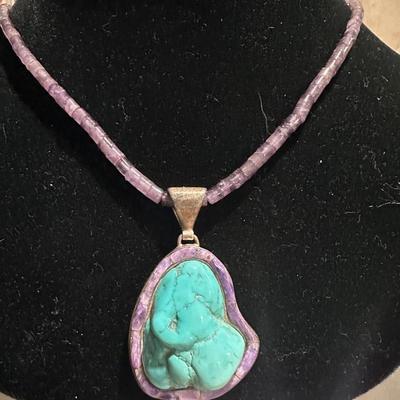 Huge Turquoise & Amethyst in sterling - stunning