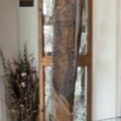 Vintage Unique Japanese George Nakashima Style Walnut Decor 32" Tall with Applied Bone Carvings in Good Condition.