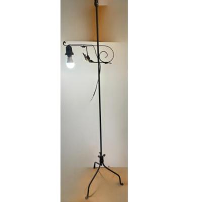 Antique Leaves and Flowers Forged Iron Floor Lamp