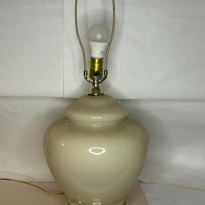 Mid-Century Modern Antique White Glass Bulbous Ginger Jar Urn Table Lamp