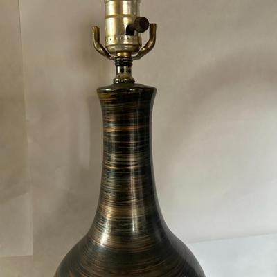Vintage 1960s Multi-Hued Black, Silver & Copper Porcelain Lamp