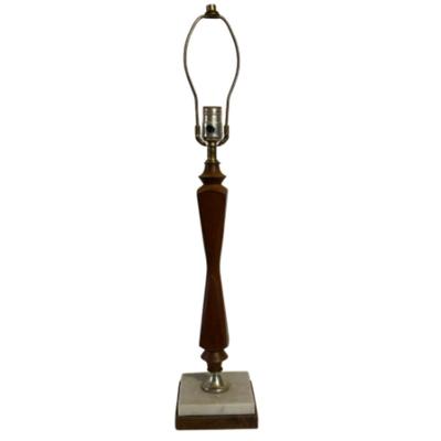 Vintage Mid-Century Minimalist Teak Table Lamp with Marble Base