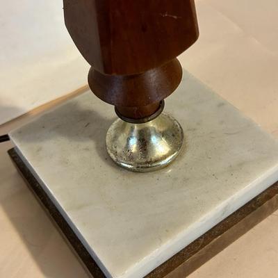 Vintage Mid-Century Minimalist Teak Table Lamp with Marble Base