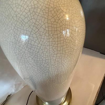 Vintage Mid-Century Modern Crackle Lamp with Brass Base - Excellent
