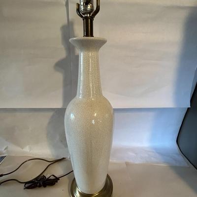 Vintage Mid-Century Modern Crackle Lamp with Brass Base - Excellent