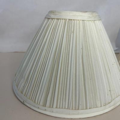 Vintage Pair of Mushroom Fabric Pleat Empire Clip Lamp Shades