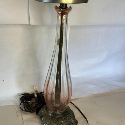 Vintage Pink Murano Style Table Lamp with Pearl Shade