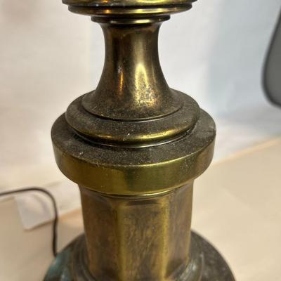 Vintage Stiffel Tall Dark Solid Brass Table Lamp by Universal Laboratories