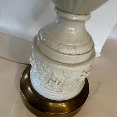 Vintage Wedgwood Style Queensware Style White Porcelain Lamp with Grapevine Motif