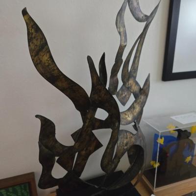 Brutalist Metal Flame Sculpture