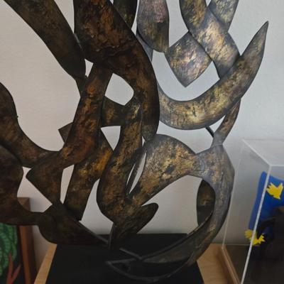 Brutalist Metal Flame Sculpture