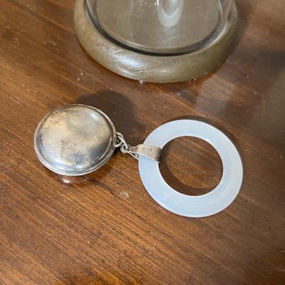 Antique Sterling Silver baby rattle in case