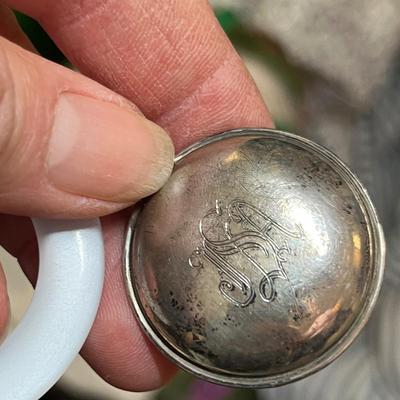 Antique Sterling Silver baby rattle in case