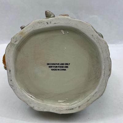 Ceramic Majolica Pheasant Basket Container